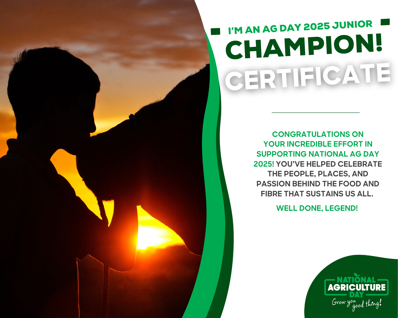 Ag Day Certificate of Participation